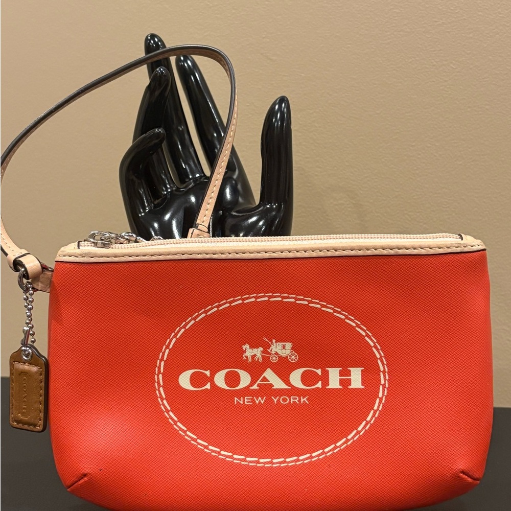 Coach Orange Logo Wristlet Pouch ✨